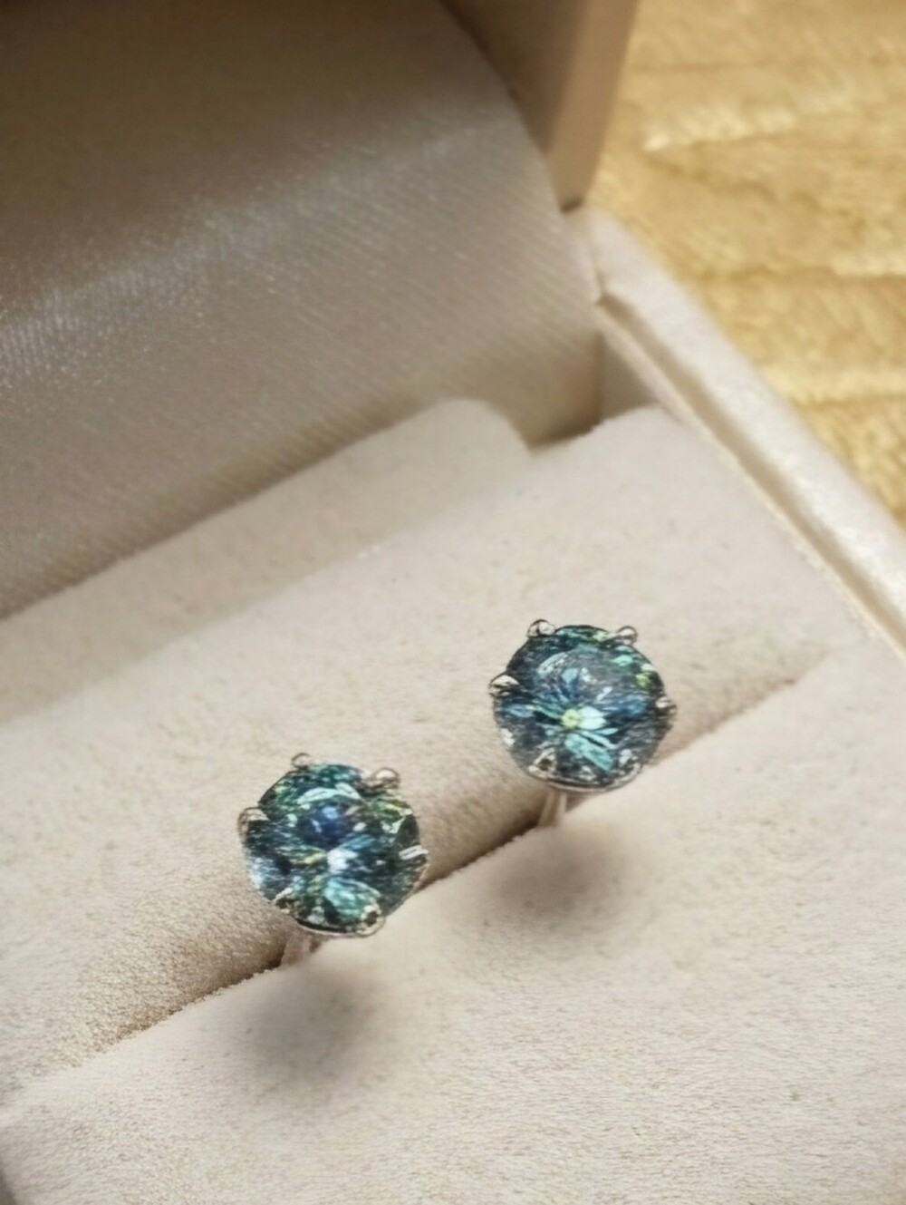 Moissanite 1 CTW Cyan Stud Earrings